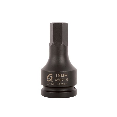 Sunex® 450719 Impact Socket, Measurement System: Metric, Hex Drive, 19 mm Drive